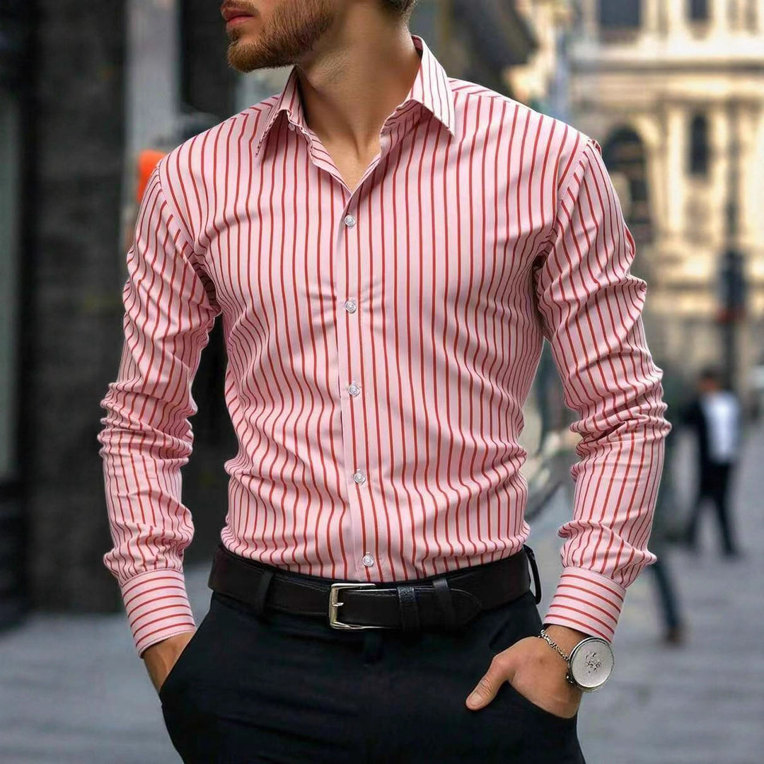 Herren Slim-Fit Hemd mit vertikalem Streifenmuster Echoarchiv