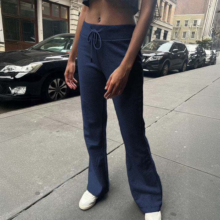 Damen Hochbund Loungehose mit Kordelzug, ausgestelltem Bein und weichem Sweatmaterial – Avélisse
