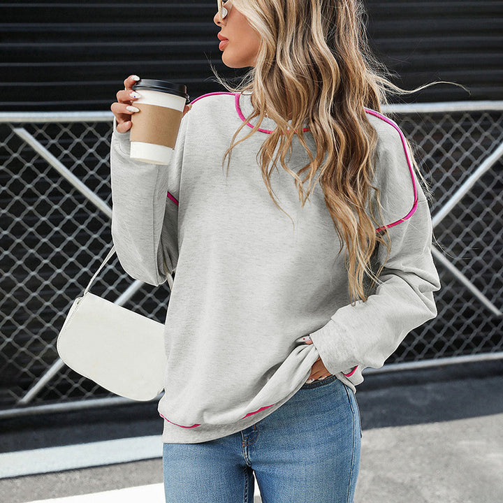Damen Oversize-Sweatshirt mit Kontrastnähten und geripptem Saum Echoarchiv