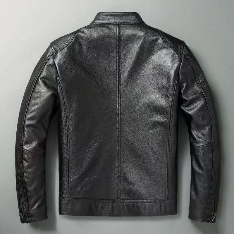 Herren Lederjacke im Vintage-Bikerstil mit Brusttaschen und Reißverschluss – Valtoré
