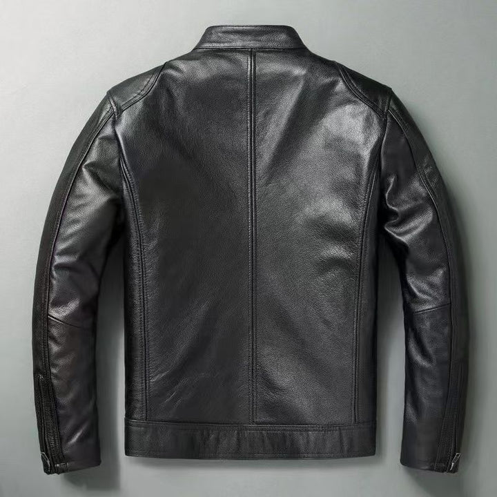 Herren Lederjacke im Vintage-Bikerstil mit Brusttaschen und Reißverschluss – Valtoré