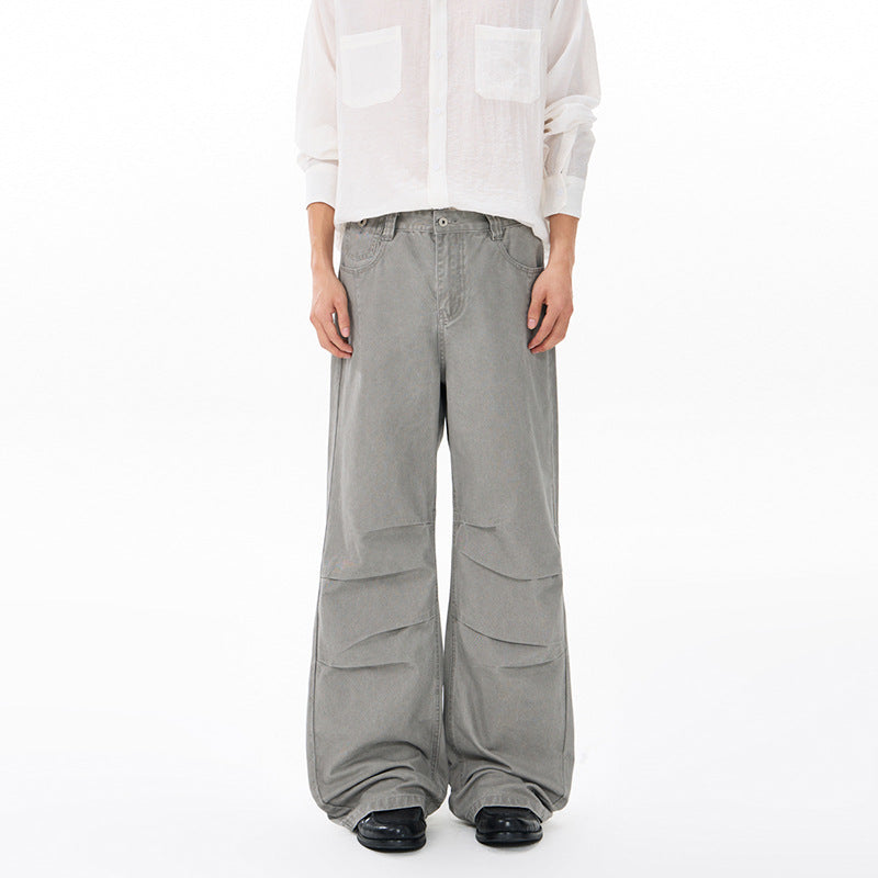 Herren Weite Relaxed-Twill-Hose mit tiefem Schritt, bodenlanger Silhouette und Gürtelschlaufen Echo Archiv