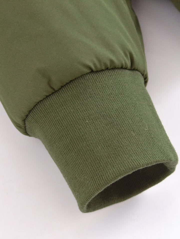 Damen Kurz geschnittene wattierte Blousonjacke mit geripptem Saum – Avenza