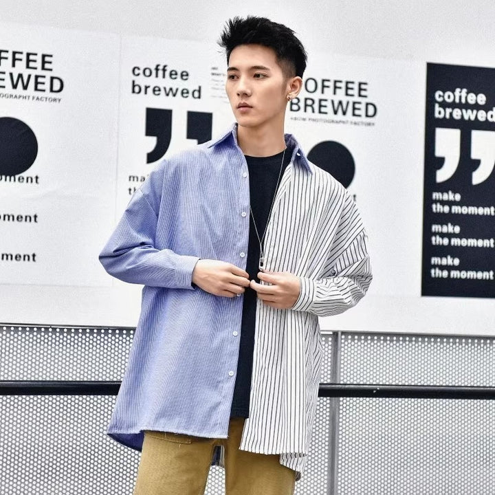 Herren Trendy Hemd mit asymmetrischem Design und urbanem Chic Echoarchiv