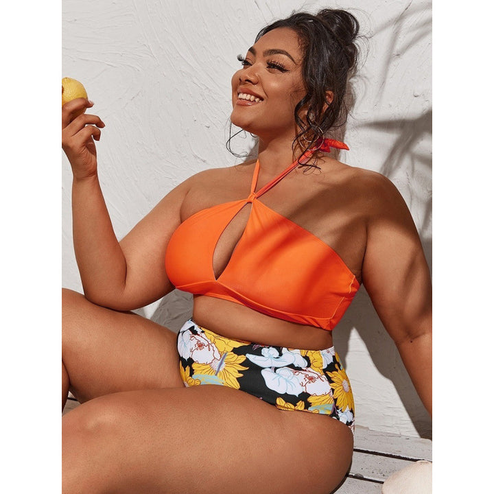 Damen Hochwertiger Cut-Out Bikini mit hohem Taillenslip und verstellbaren Trägern Echo Archiv