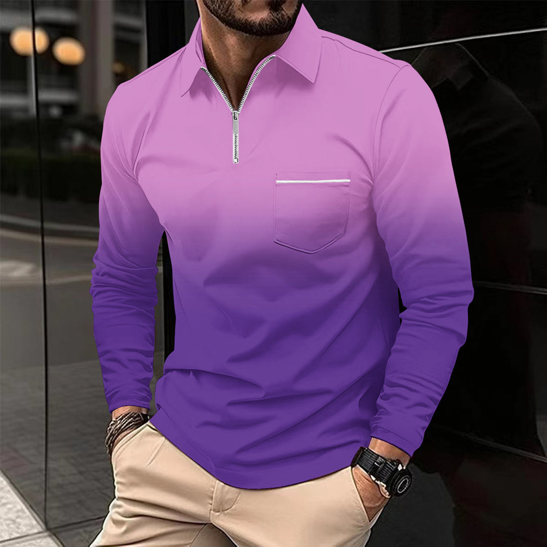 Herren Langarmshirt mit modernem Reißverschluss und praktischem Brusttasche Echoarchiv