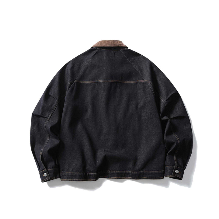 Herren Boxy-Jeansblouson mit Cordkragen und Druckknopfleiste Echoarchiv