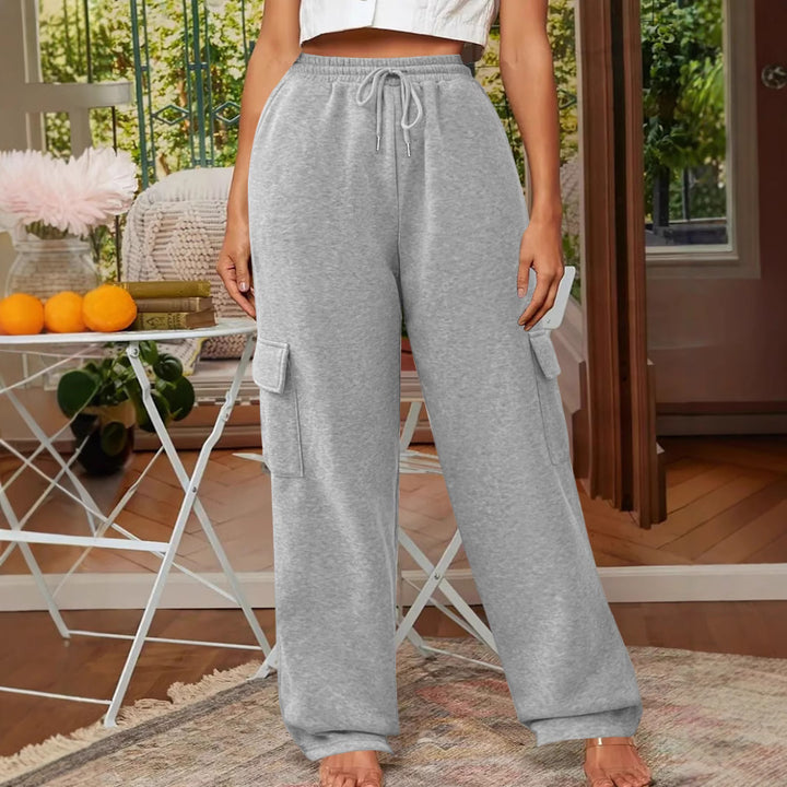 Damen Weiche Cargo-Loungehose mit elastischem Bund und weitem Bein Echoarchiv