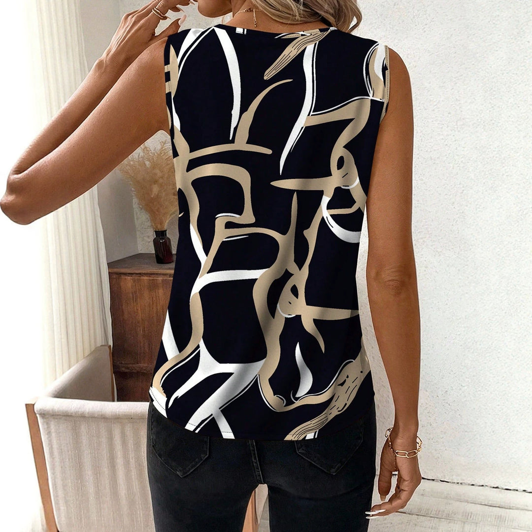 Damen Elegantes V-Ausschnitt Top mit modernem grafischen Muster Echo Archiv