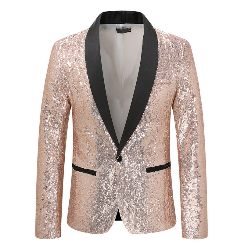Herren schimmernder Paillettenblazer mit elegantem Revers Echoarchiv