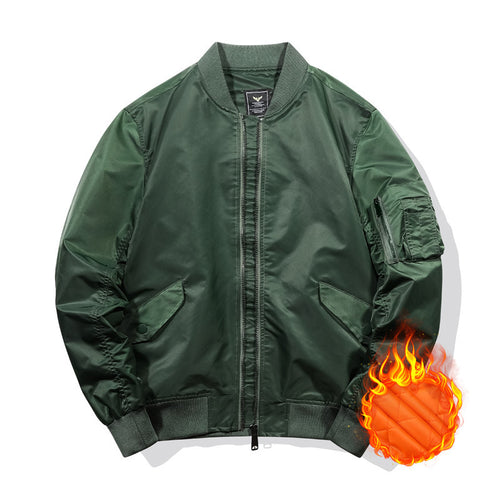 Herren Gefütterte Nylon-Bomberjacke mit Thermofutter und Ärmeltasche – Brevano