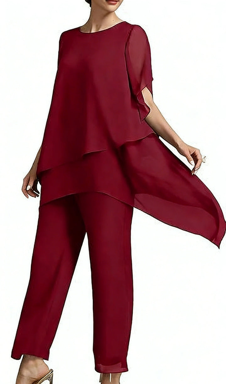 Damen Elegantes Zwei-Teiler-Set mit luftigen Ärmeln und asymmetrischem Saum Echo Archiv