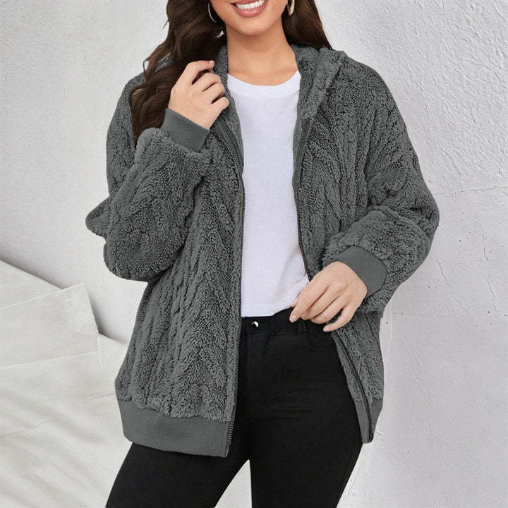 Damen Kapuzen-Teddyjacke mit Reißverschluss, weichem Plüsch und elastischem Bündchen Echo Archiv