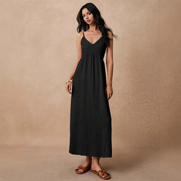 Damen Maxikleid mit feinen Spaghettiträgern und leichtem, atmungsaktivem Material Echo Archiv