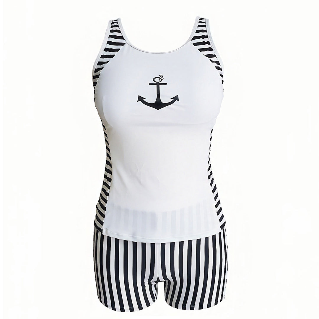 Damen Sportshirt mit hoher Taille und maritimem Design Echo Archiv
