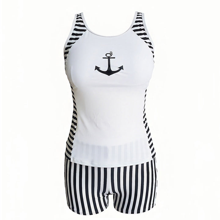 Damen Sportshirt mit hoher Taille und maritimem Design Echo Archiv