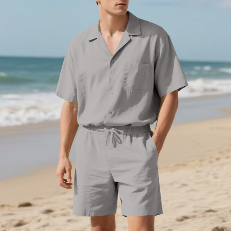 Herren lässiges Strandanzug mit Kurzarm-Hemd und Shorts Echoarchiv