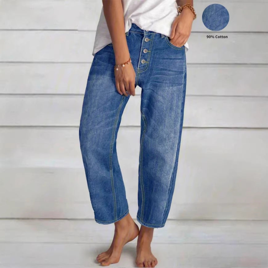 Damen Hochtaillierte Cropped-Jeans mit weiter Straight‑Leg-Passform Echo Archiv