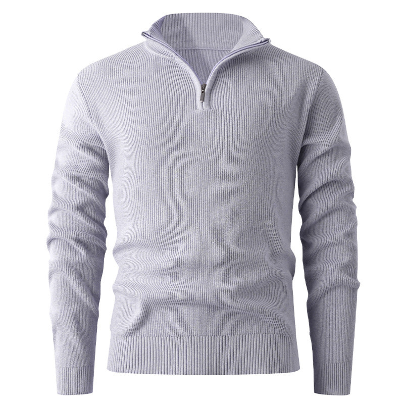 Herren nan Slim-Fit Halbzip-Strickpullover aus Merino-Baumwollmix mit verstärktem Stehkragen Echo Archiv