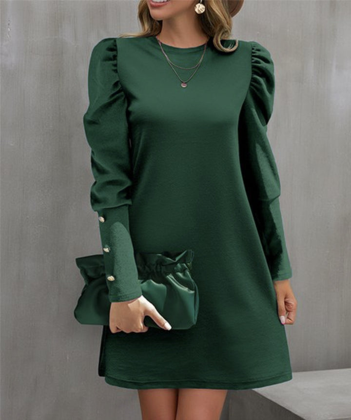 Damen nan elegantes A-Linien Minikleid mit gerafften Puffärmeln und dekorativen Manschettenknöpfen Echo Archiv