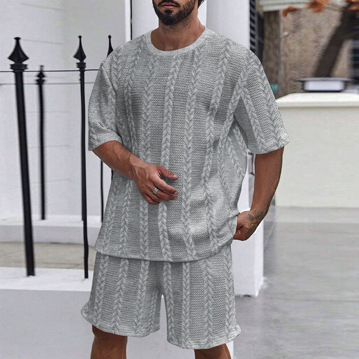 Herren lässiges Strick-Kurzarm-Outfit mit weitem Schnitt Echoarchiv