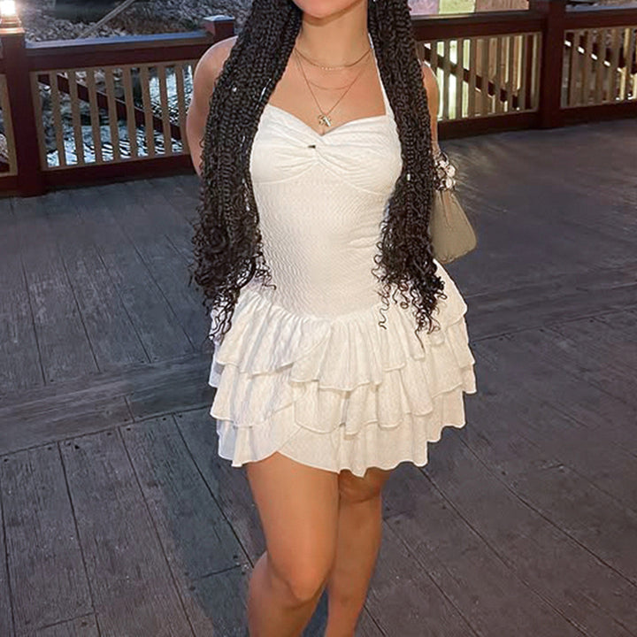 Damen Sommerliches Tüllkleid mit verstellbaren Spaghettiträgern und Rüschendetails Echo Archiv