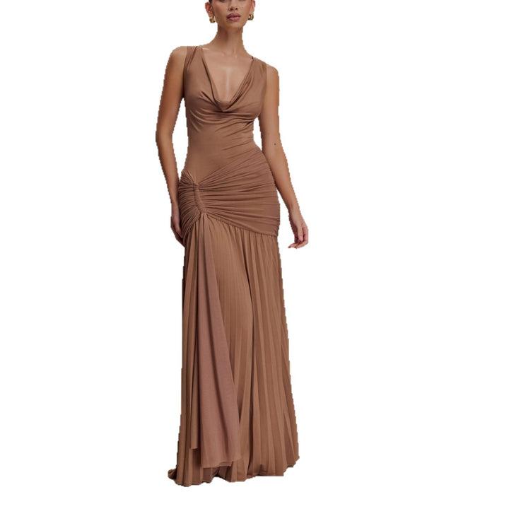 Damen Maxikleid mit eleganter Drapierung und schickem V-Ausschnitt Echo Archiv