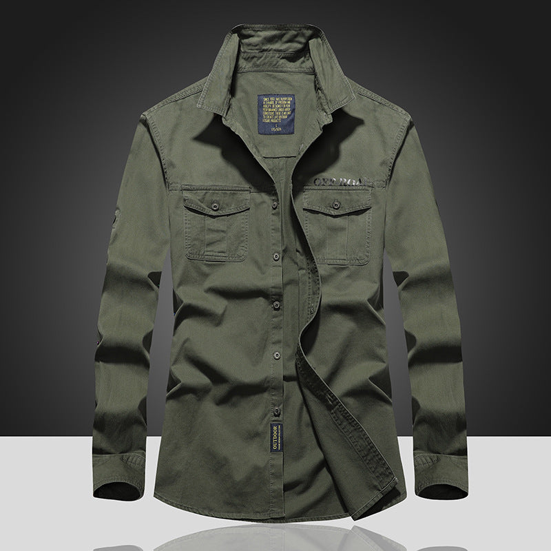 Herren Langes Utility-Hemd mit Brustpattentaschen, Button‑Front und OFF‑ROAD Logo Echoarchiv