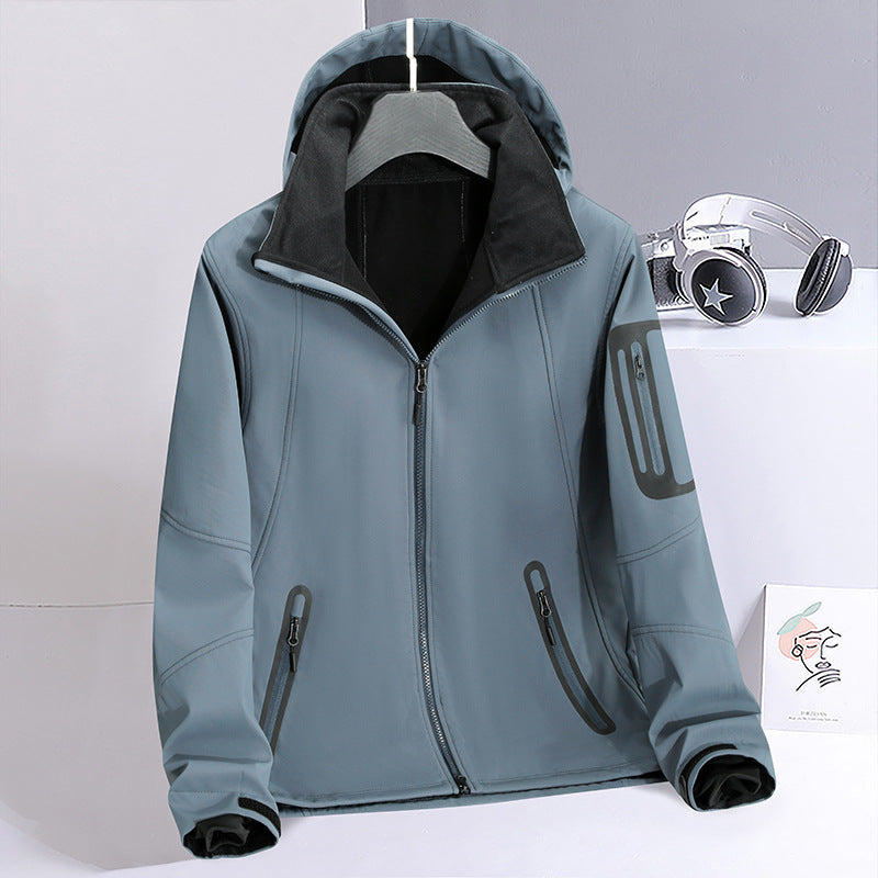 Herren Softshell‑Hybridjacke mit Kapuze, versiegelten Reißverschlüssen und ergonomischem Schnitt Echo Archiv