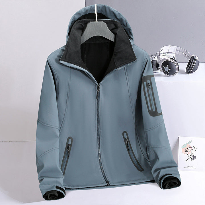 Herren Softshell‑Hybridjacke mit Kapuze, versiegelten Reißverschlüssen und ergonomischem Schnitt Echo Archiv