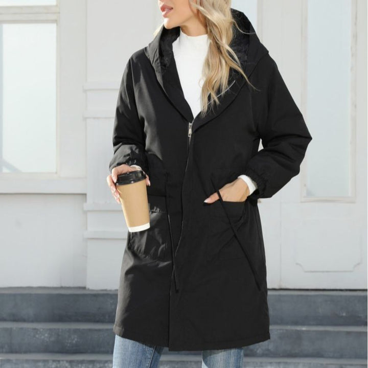 Damen Kapuzen-Midiparka mit Tunnelzug, Reißverschluss & elastischen Bündchen Echoarchiv