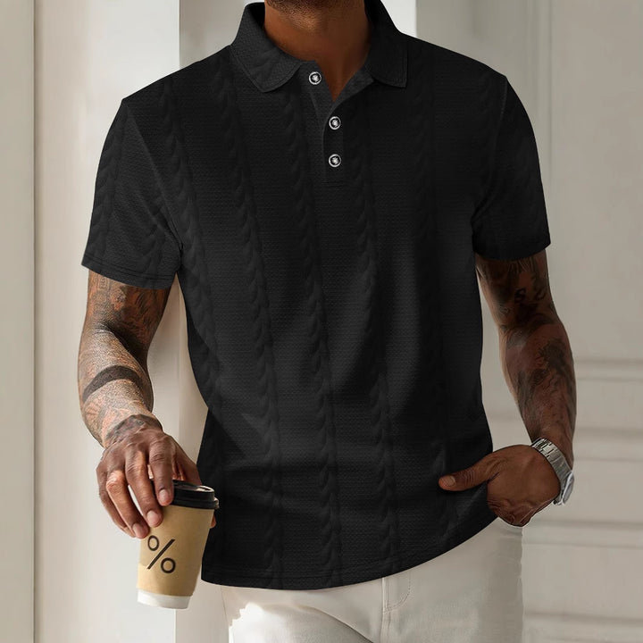 Herren Polohemd mit strukturiertem Design und eleganter Knopfleiste Echoarchiv