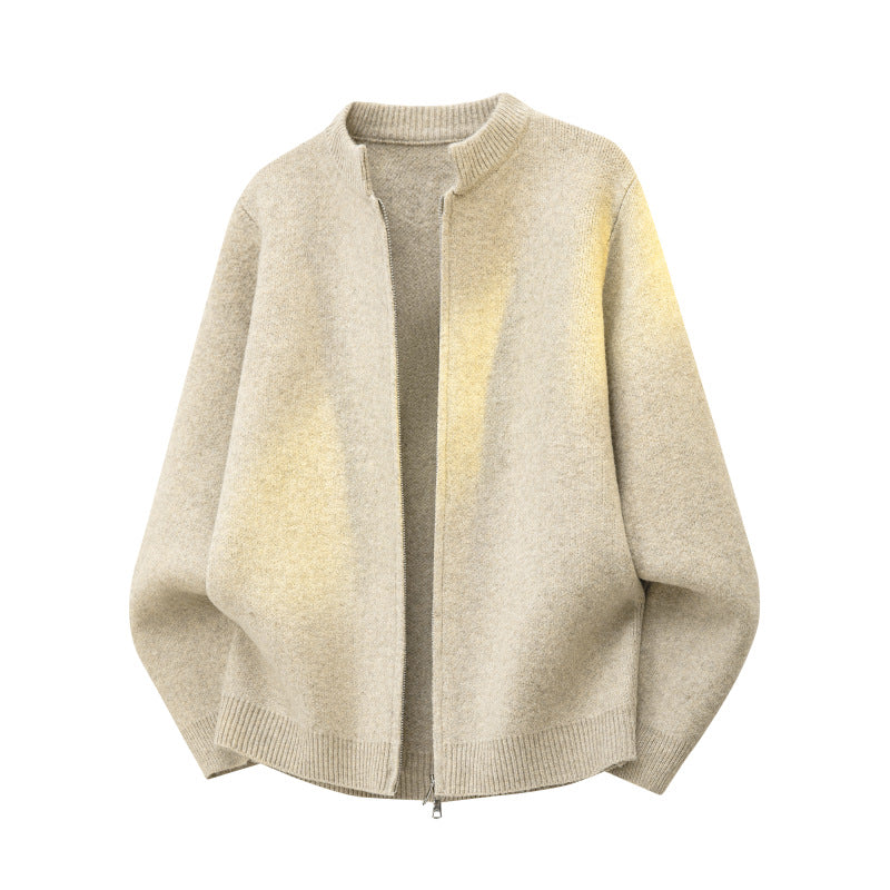 Damen Oversize Polokragen-Strickpullover mit Knopfleiste und geripptem Saum Echoarchiv