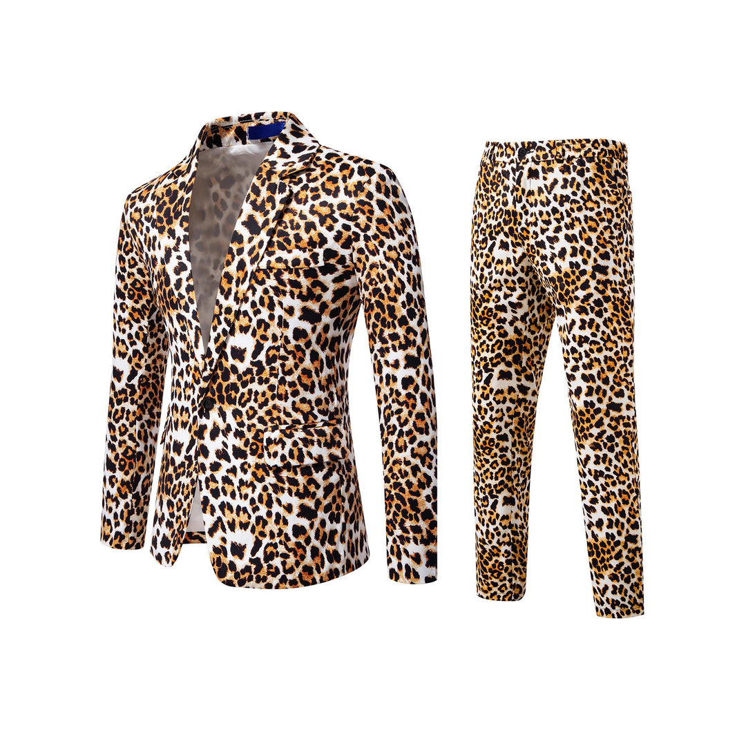 Herren Zweiteiliges Satin-Anzugsset mit grafischem Allover‑Print und schmaler Silhouette Echo Archiv