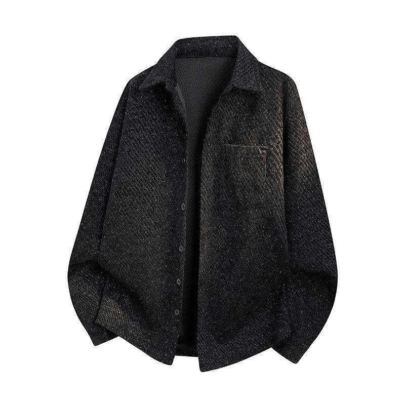 Damen Oversize-Textur-Hemdjacke mit diagonaler Struktur und Brusttasche Echo Archiv