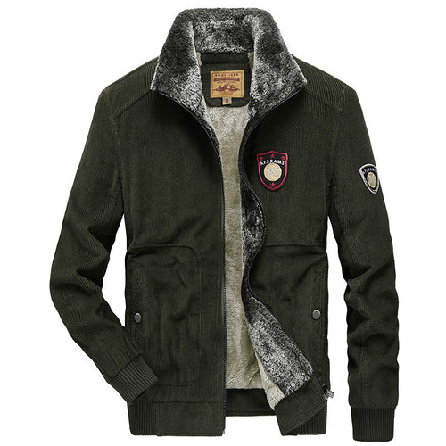 Herren Cord‑Strickjacke mit wärmender Teddyfleece‑Innenlage und Badge‑Details – Taviero