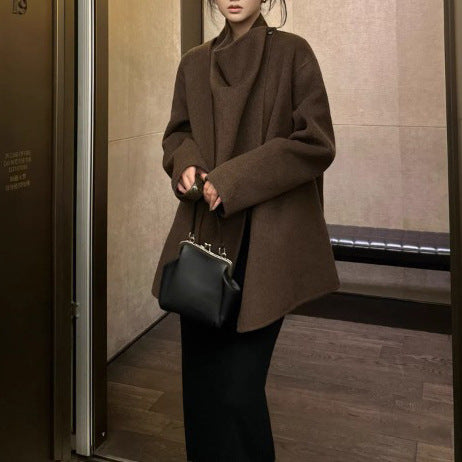 Damen Modischer Oversized-Wollmantel Echoarchiv