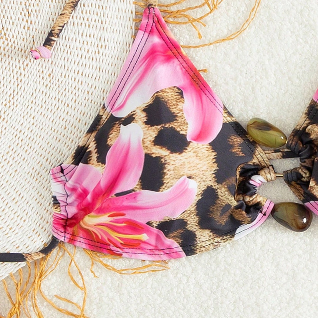 Damen Triangel-Bikini-Set mit floralem Leo-Muster Echo Archiv