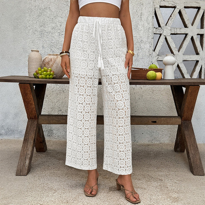 Damen Fließende Sommerhose mit Spitzenmuster Echo Archiv
