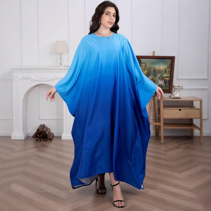 Damen Fließendes Kaftan-Maxikleid mit Oversize-Ärmeln und Rundhalsausschnitt – Valéora
