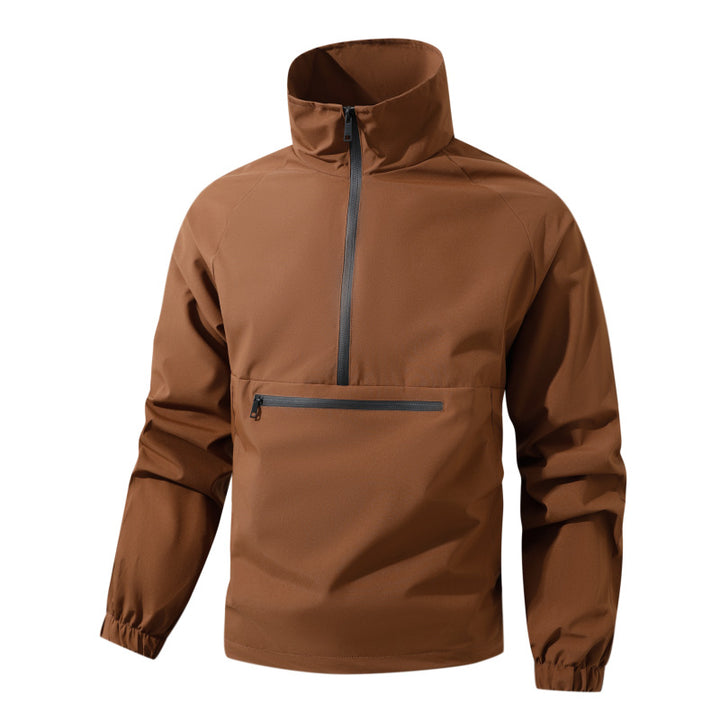 Herren Leichter wasserabweisender Anorak mit Halbzip, hohem Stehkragen & Front-Reißverschlusstasche Echoarchiv
