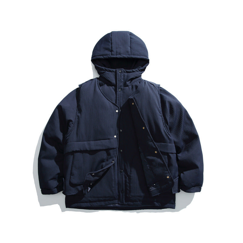 Unisex Wattierte Kapuzenjacke mit abnehmbarem Westeinsatz und gerippter Struktur Echo Archiv