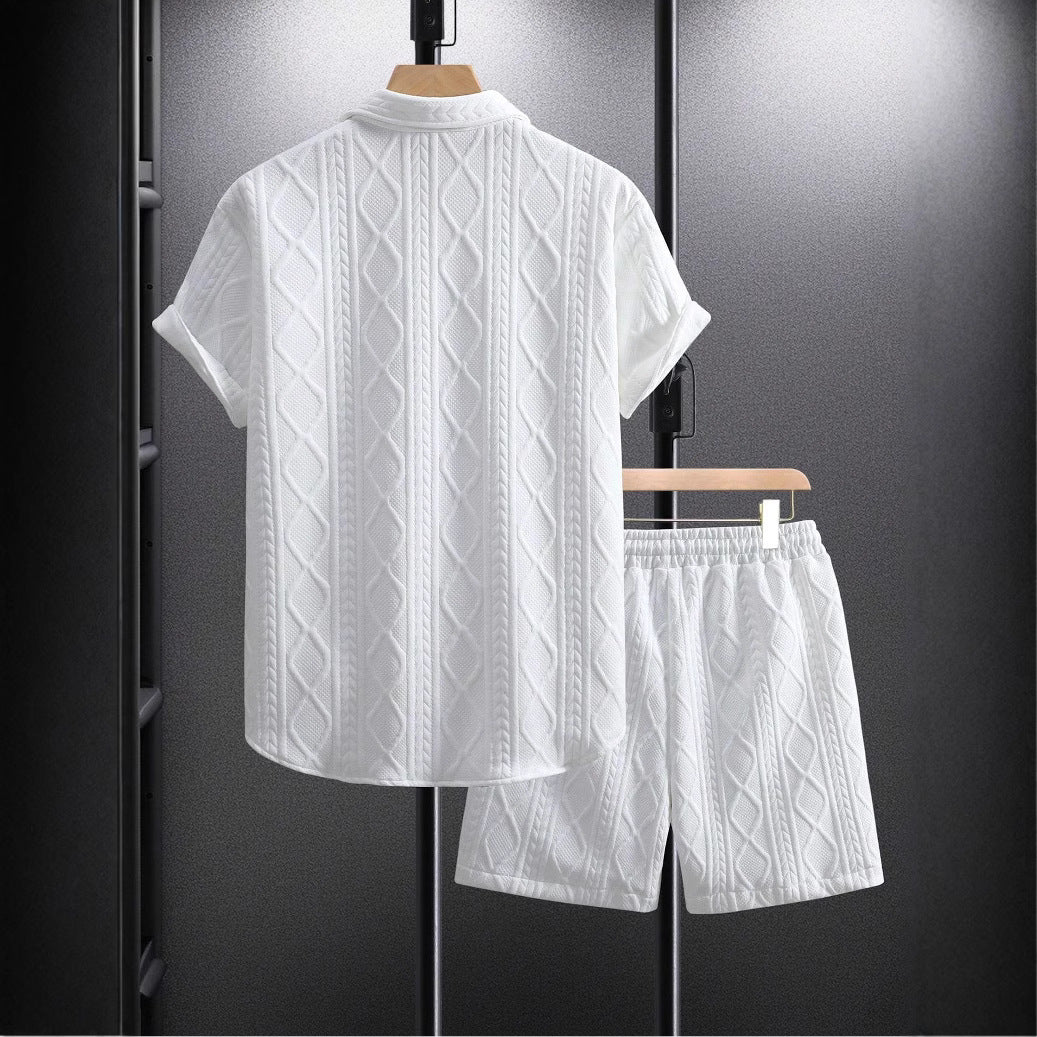 Herren stilvolles Kurzarm-Hemd mit passender Shorts Echoarchiv