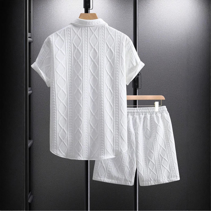 Herren stilvolles Kurzarm-Hemd mit passender Shorts Echoarchiv