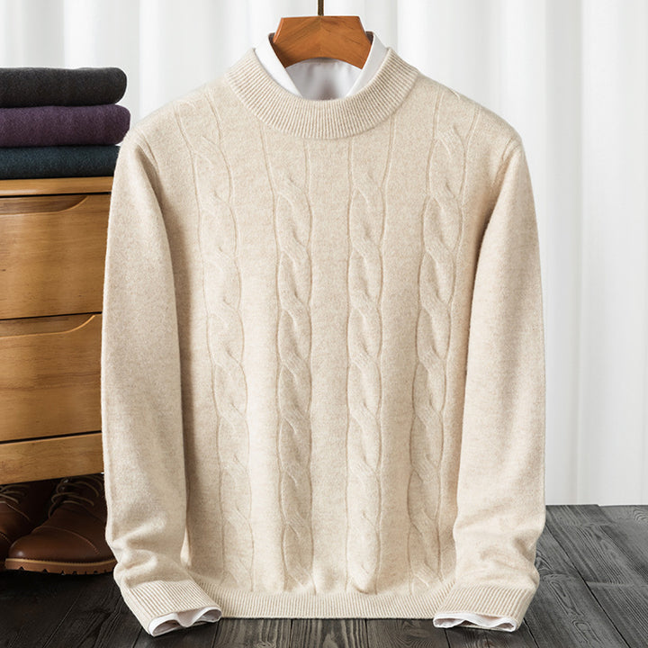 Herren eleganter Strickpullover mit strukturiertem Zopfmuster Echoarchiv