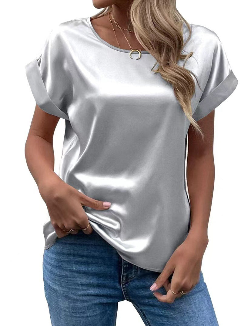 Damen Satin T-Shirt mit elegante Details Echo Archiv
