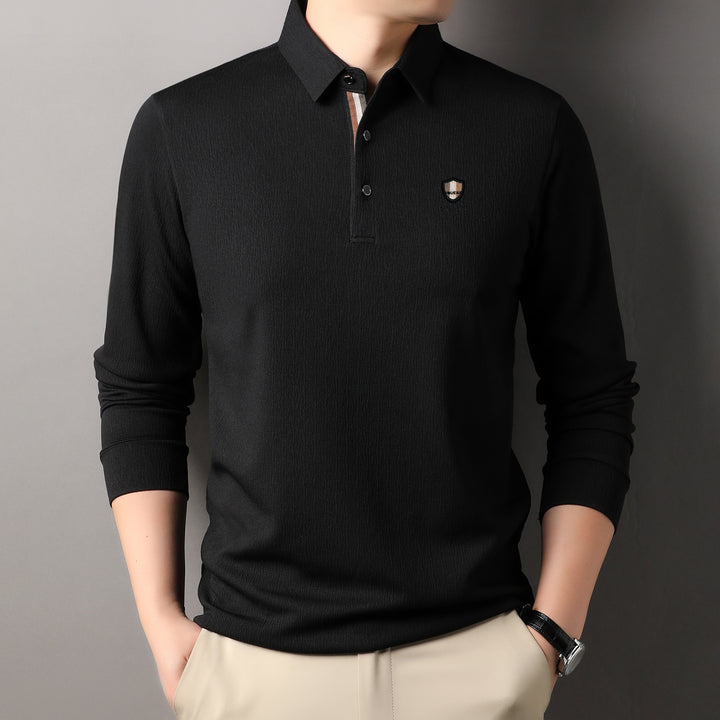 Herren elegantes Langarm Poloshirt mit strukturiertem Material und sportlichem Design Echoarchiv