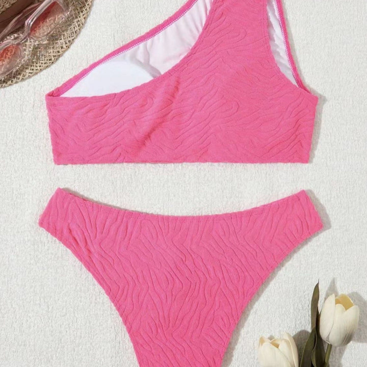 Damen Einseitiger Bikini im modernen Wellenmuster mit asymmetrischem Oberteil Echo Archiv