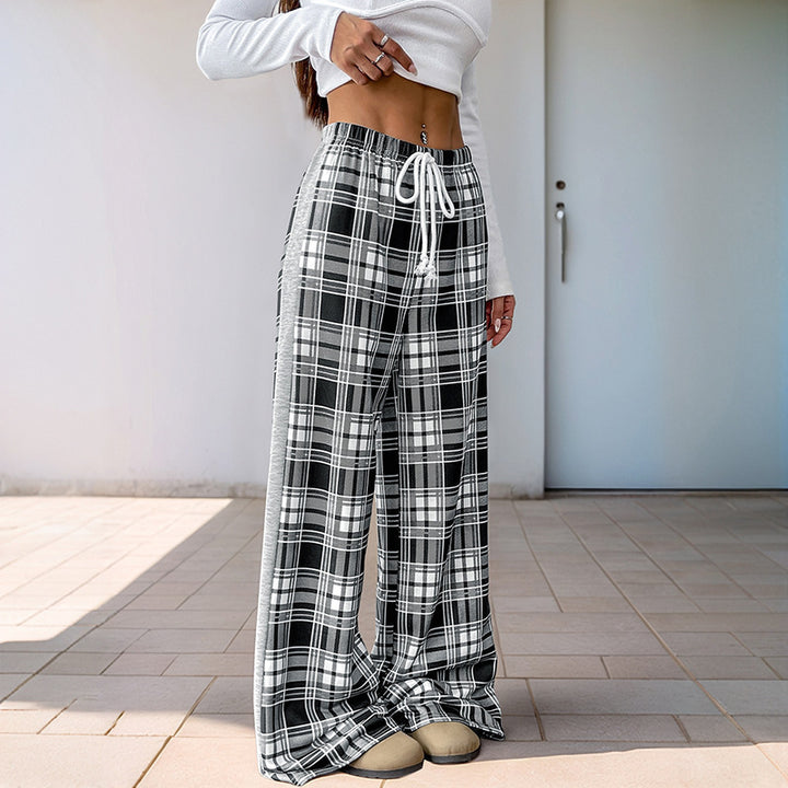 Damen Lässige Karierte Palazzo-Hose Echo Archiv