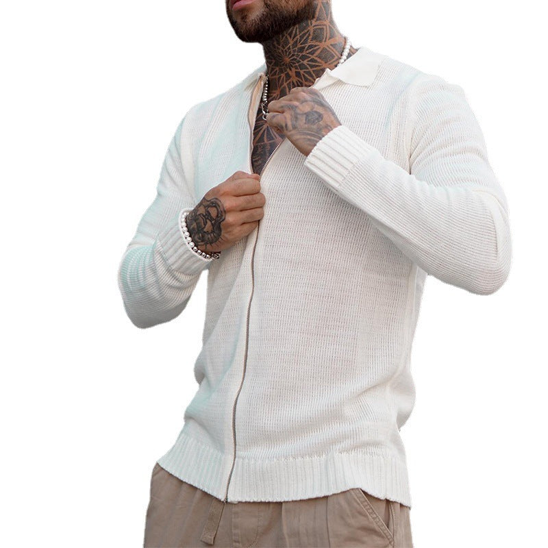 Herren lässiger Strickpulli mit Reißverschluss Echoarchiv